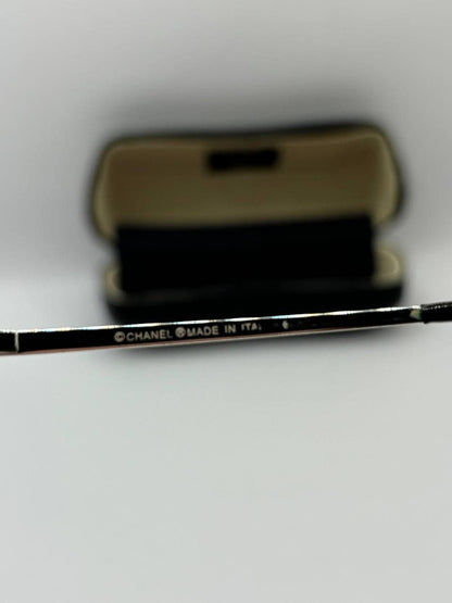 Chanel sunglasses vintage rimless frameless CC diamanté transparent with silver y2k with logo
