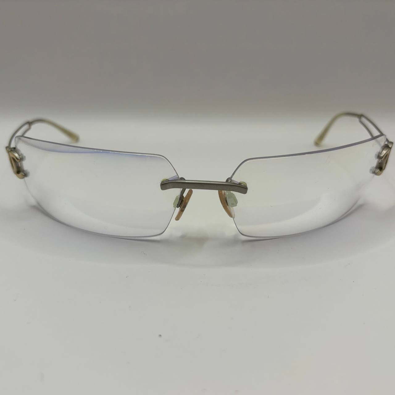 Chanel sunglasses vintage rimless frameless CC chameleon transparent blue glasses y2k with logo