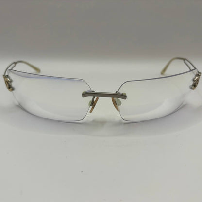 Chanel sunglasses vintage rimless frameless CC chameleon transparent blue glasses y2k with logo