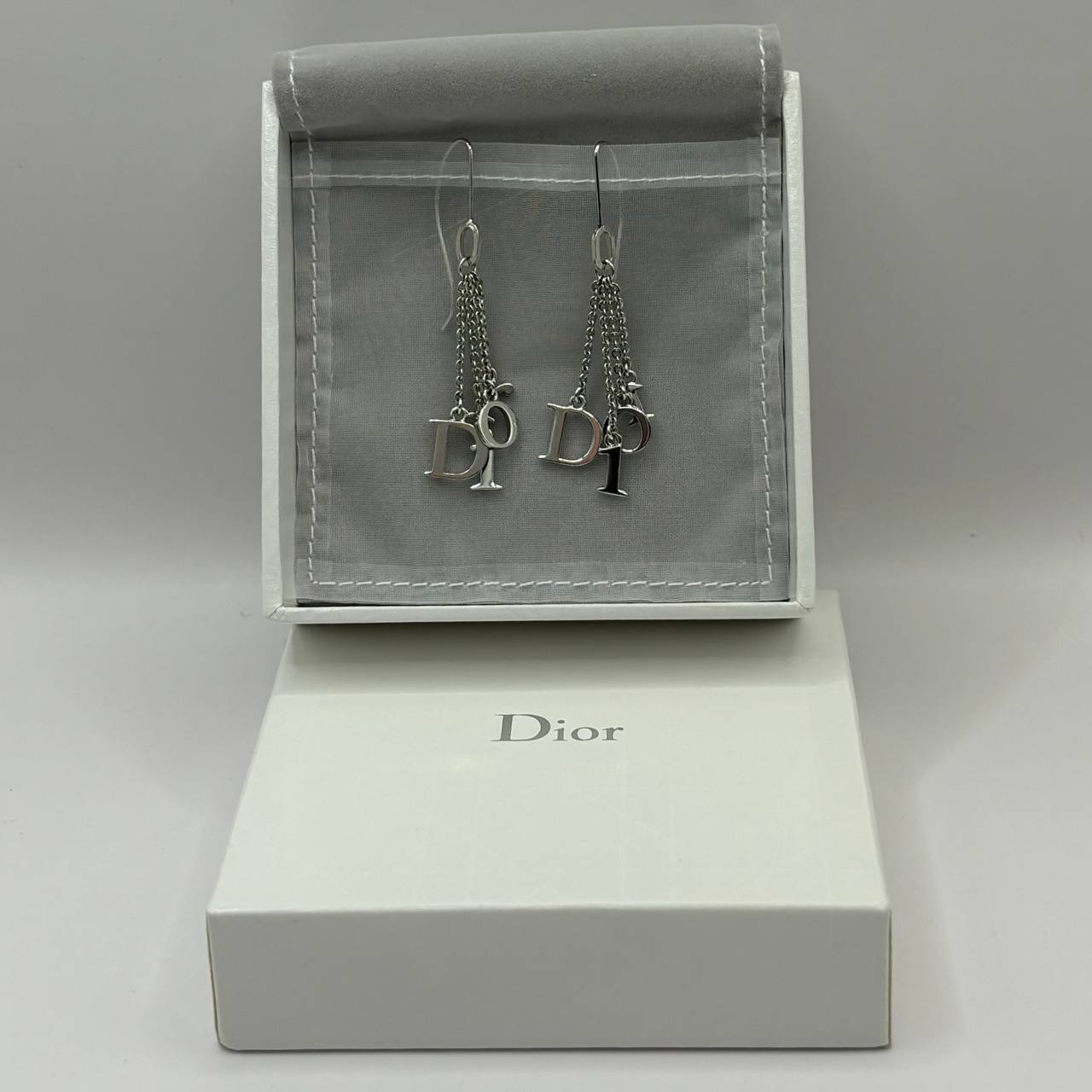 Dior earrings hanging letters silver