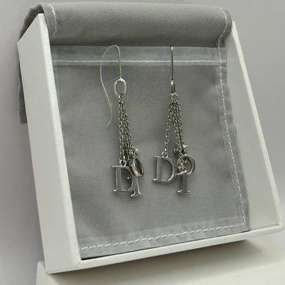 Dior earrings hanging letters silver