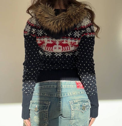 Abercrombie and Fitch jumper zip-up fur hood sweater hoodie coat top